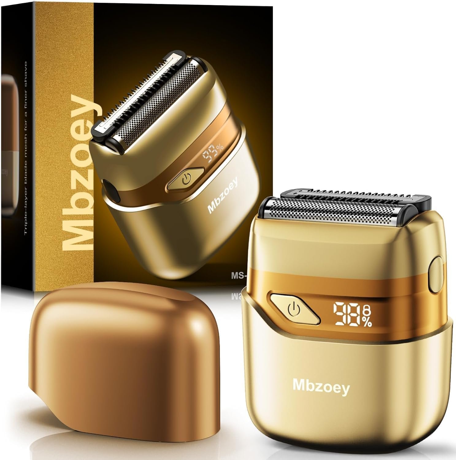 Mbzoey Electric Foil Shavers for Men: IPX7 Waterproof – Light Gold