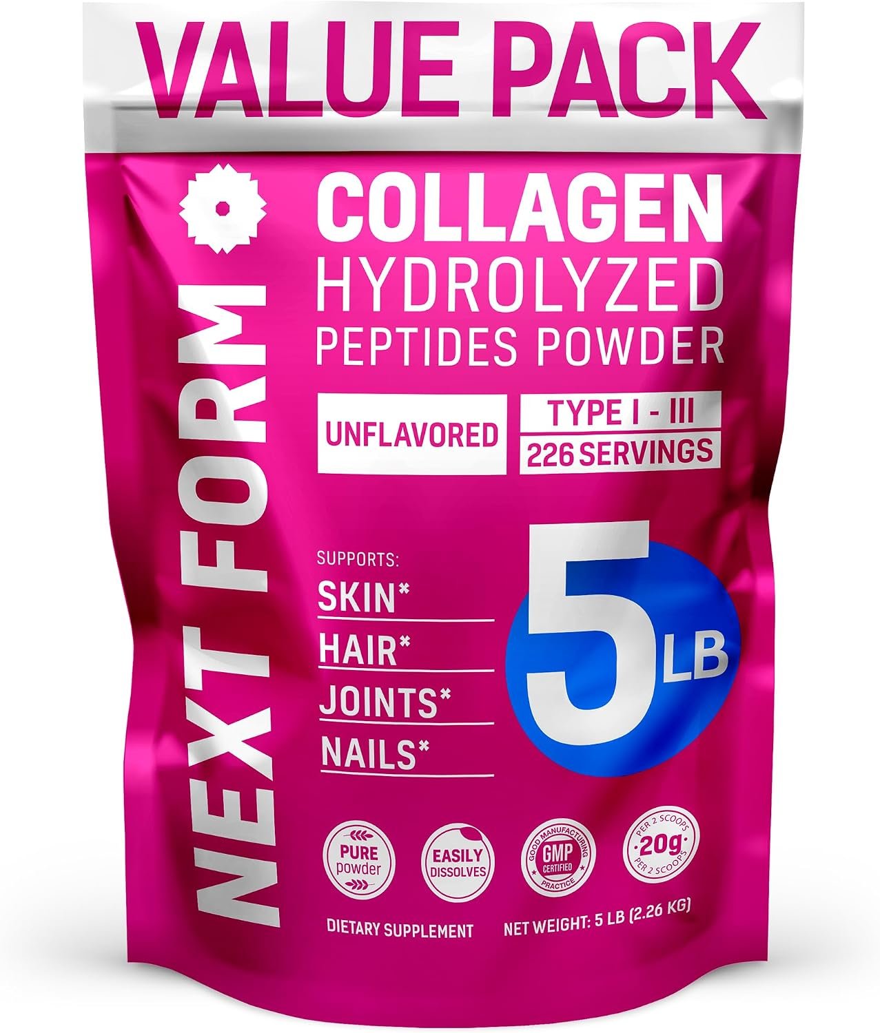 Hydrolyzed Collagen Peptides Powder for Women and Men 5Lb