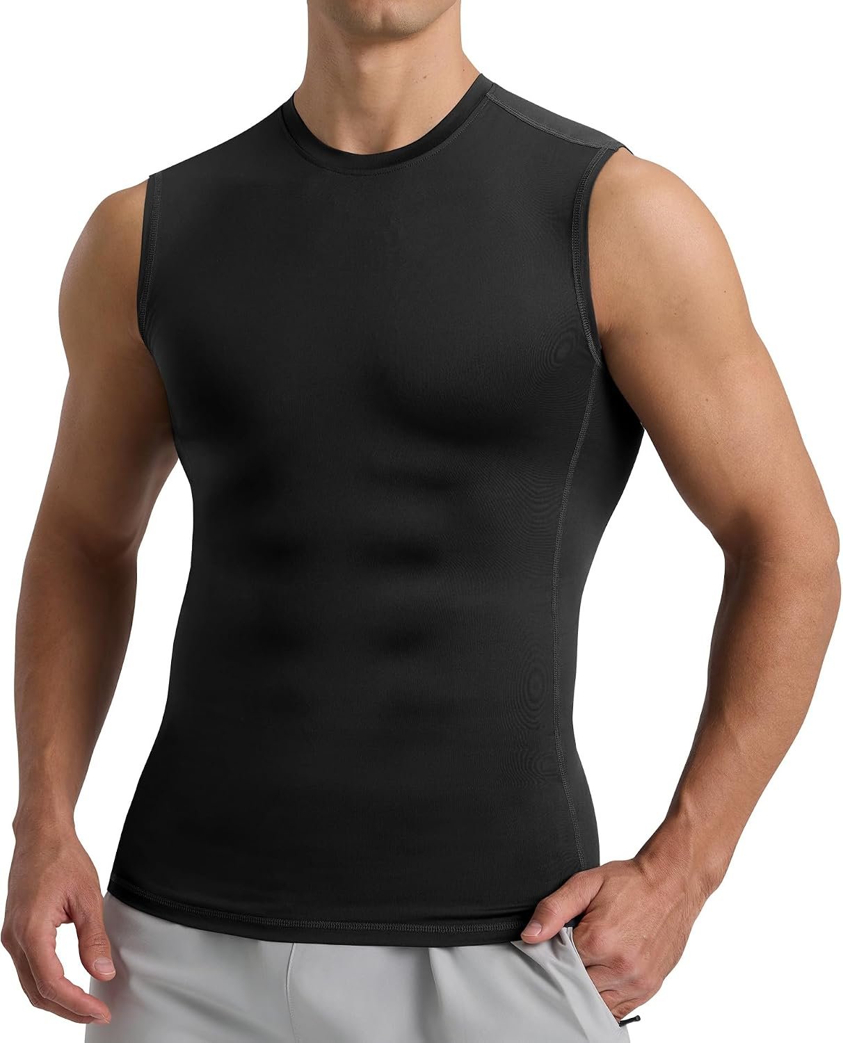 Compression Shirt Men – Sleeveless Tank Top Base Layer Gym Workout Running