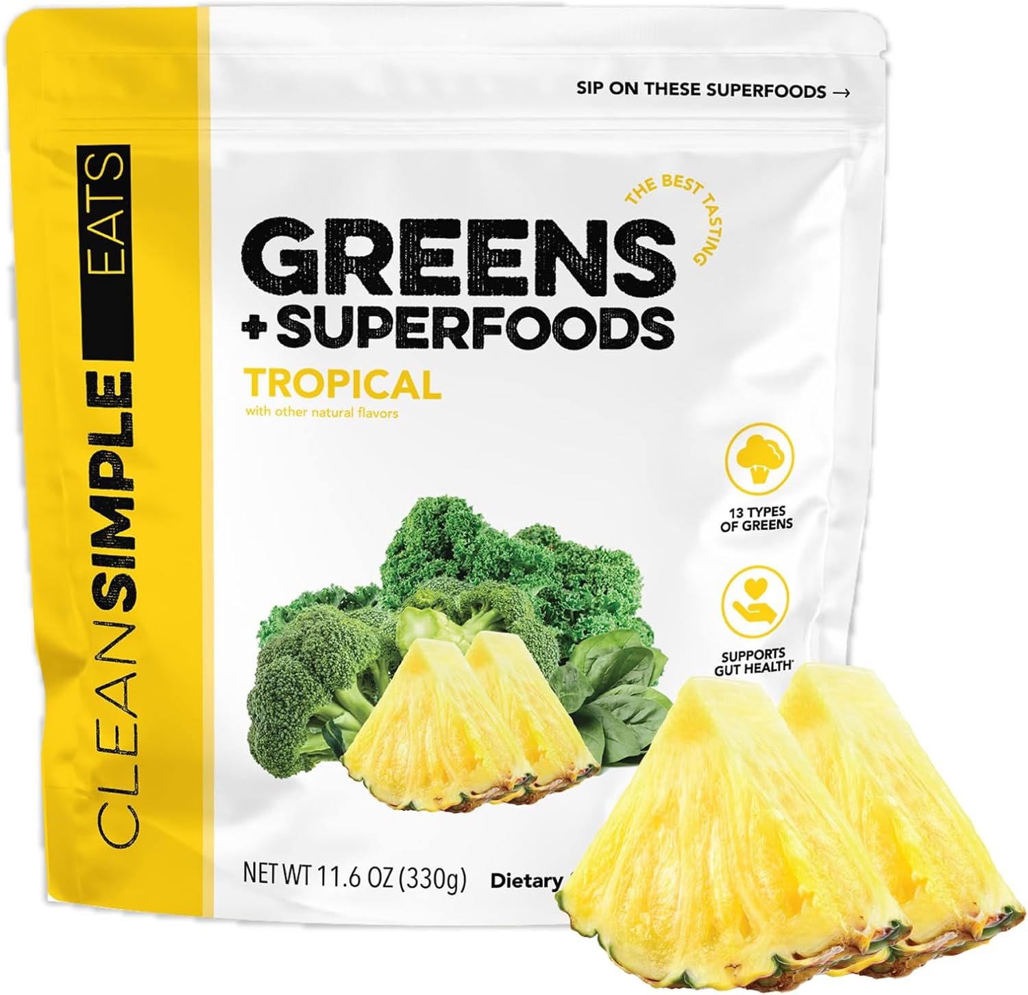 Clean Simple Eats Super Greens Powder, Tropical Greens, 30 Servings