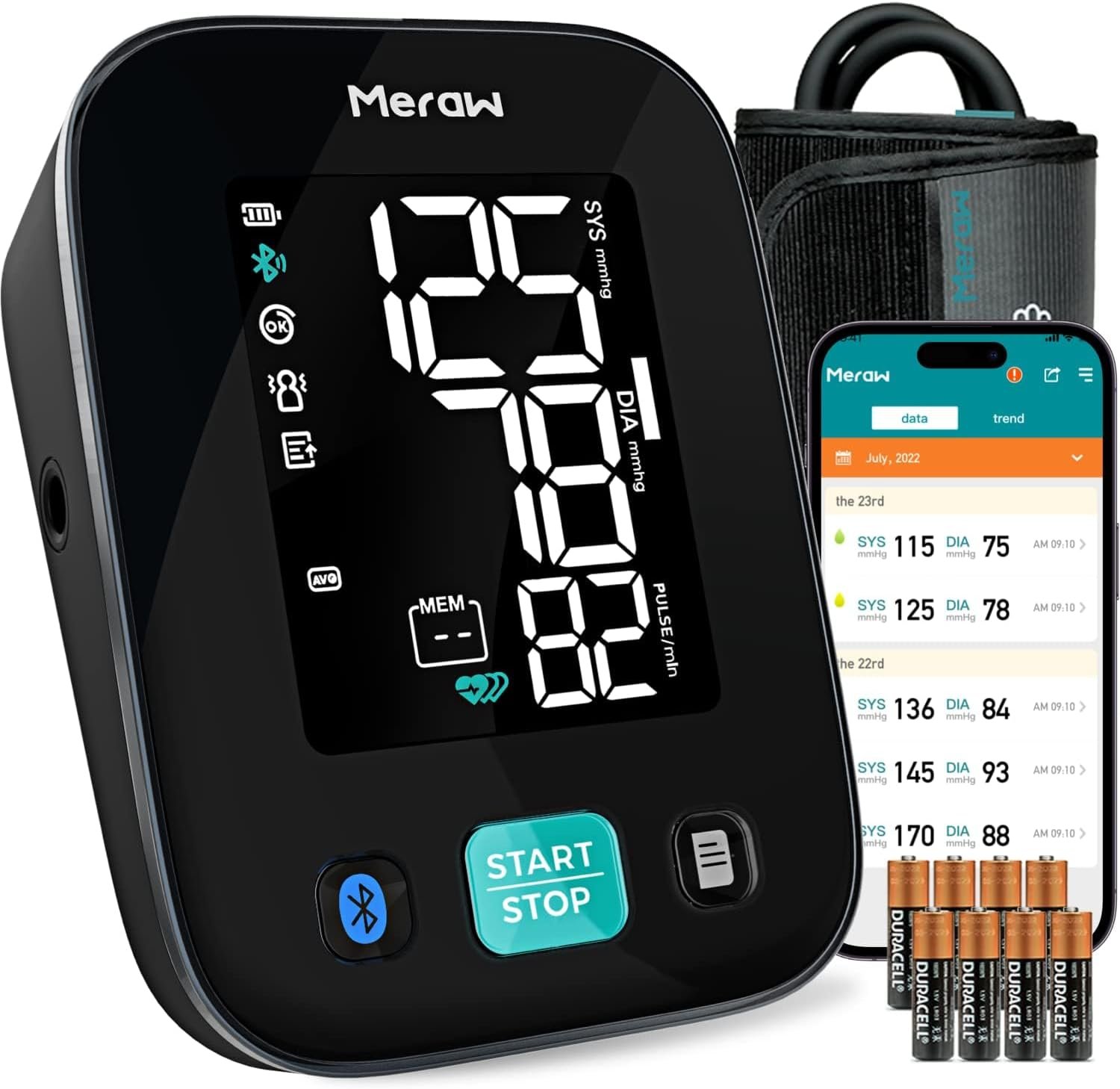 Blood Pressure Monitor Home Use, Blood Pressure Cuff Digital Arm, Blood Pressure Monitor Automatic Cuff 8.7-16.5″ Bluetooth App Tracking Irregular Heartbeat Monitoring Black