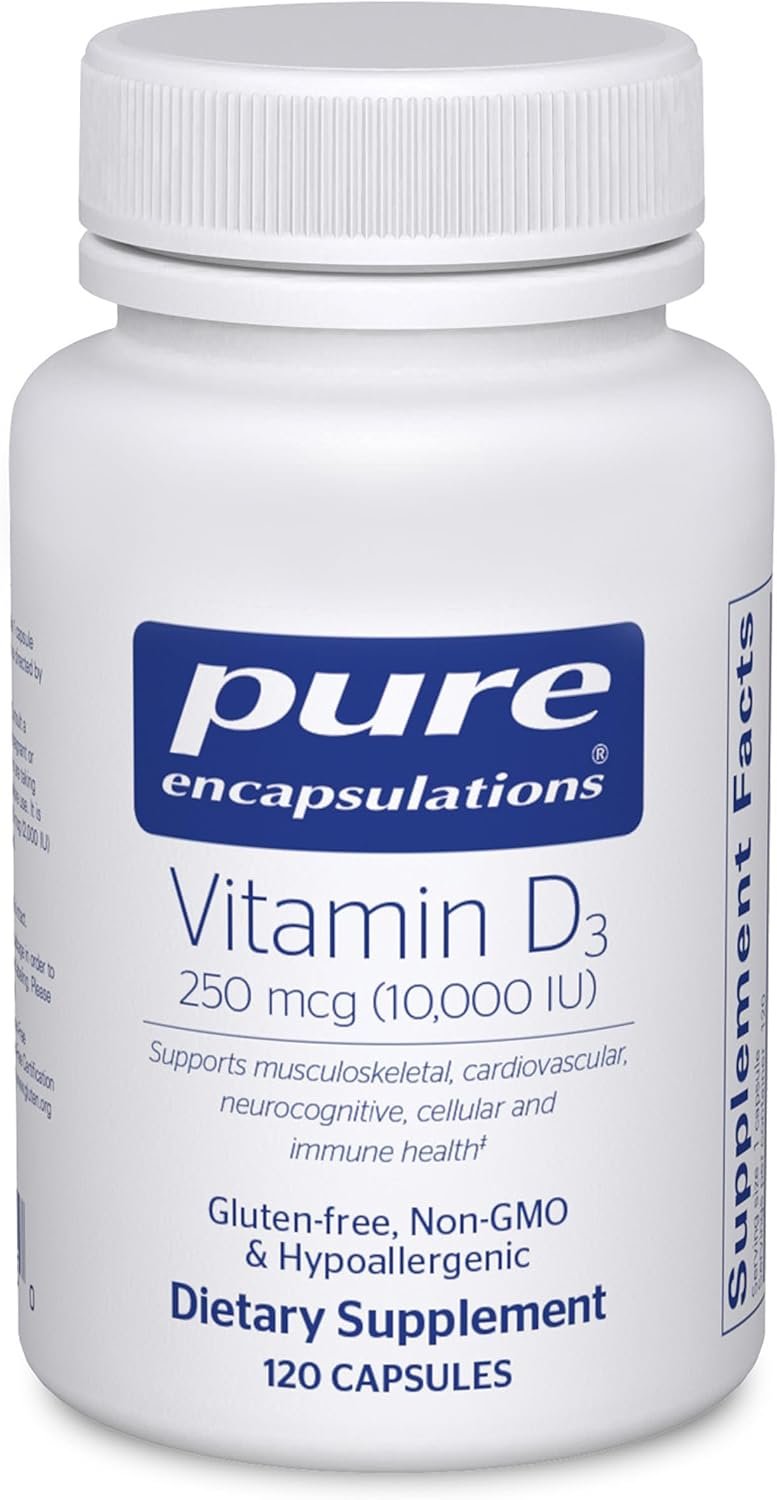 Pure Encapsulations Vitamin D3 250 mcg (10,000 IU), 120 Capsules