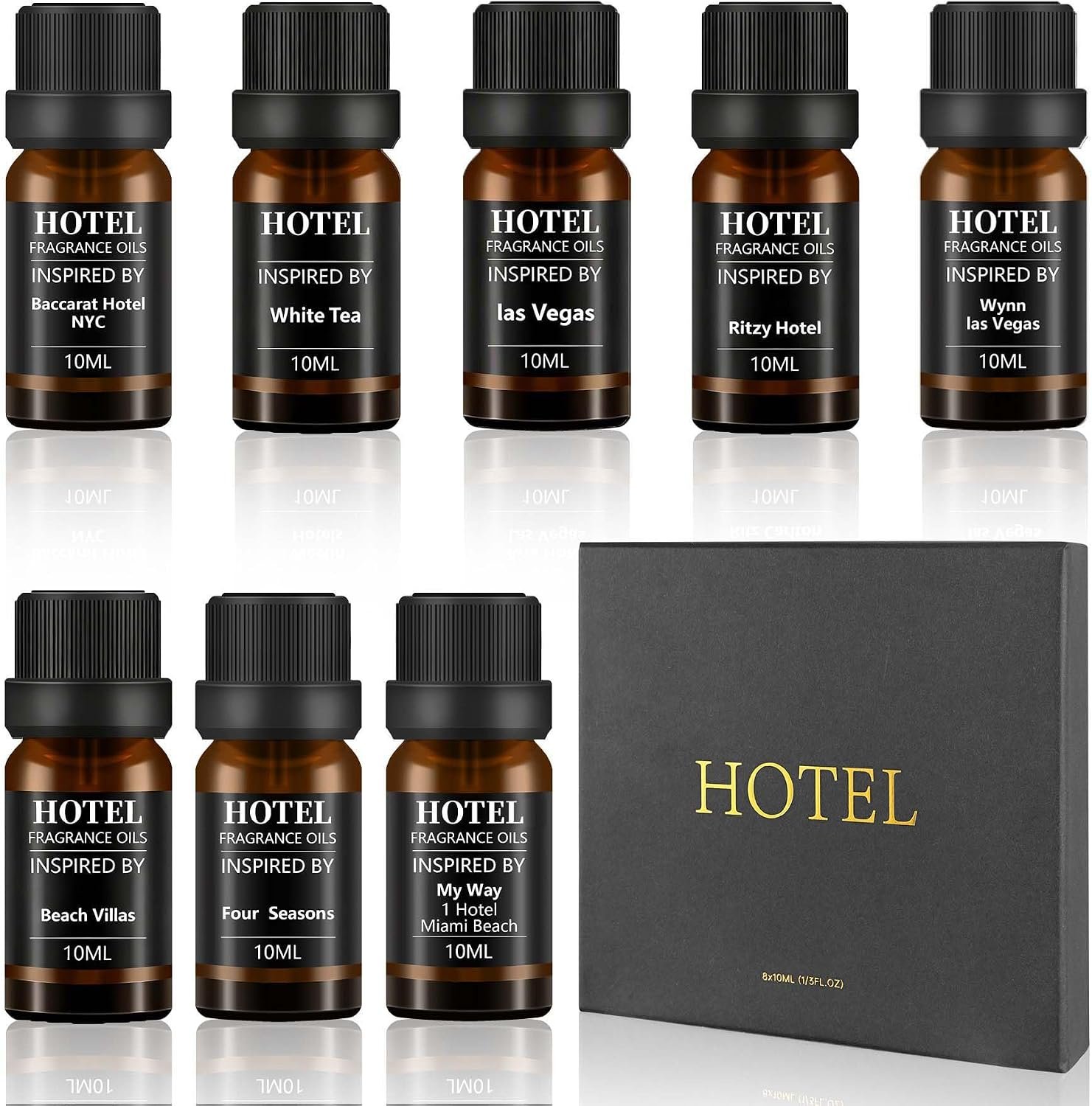 Hotel Collection Diffuser Essential Oil Gift Set,Hotel Scents for Home,Stress Relief Air Freshening,My Way,The Beach Villas and Other Luxury Hotel Scents Waterless Essential Oil Diffuser