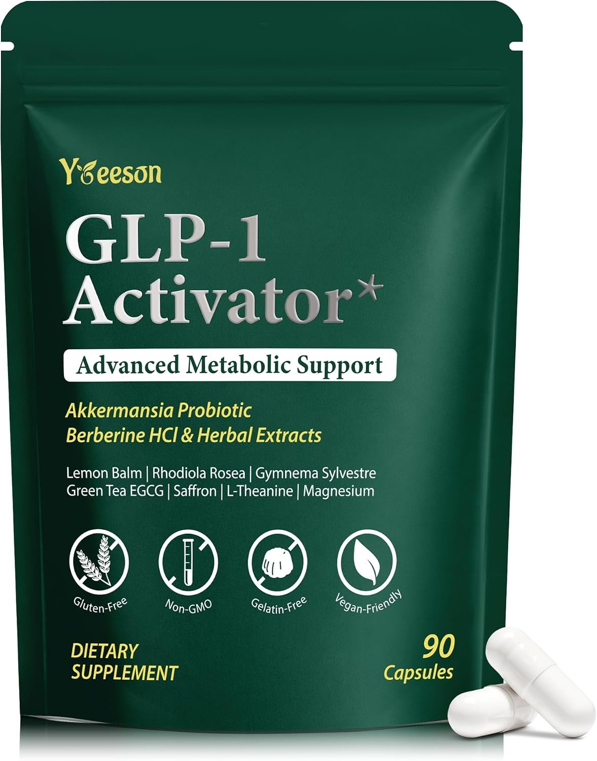 GLP-1 Weight Management Appetite Control with Berberine, 90 Caps, 45-Day