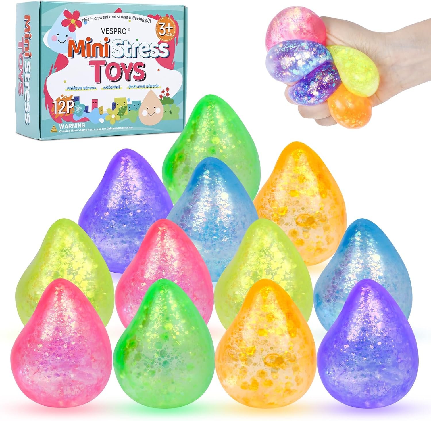 12 Pcak Fidget Stress Balls, Slow Rising Stress Ball for Adults