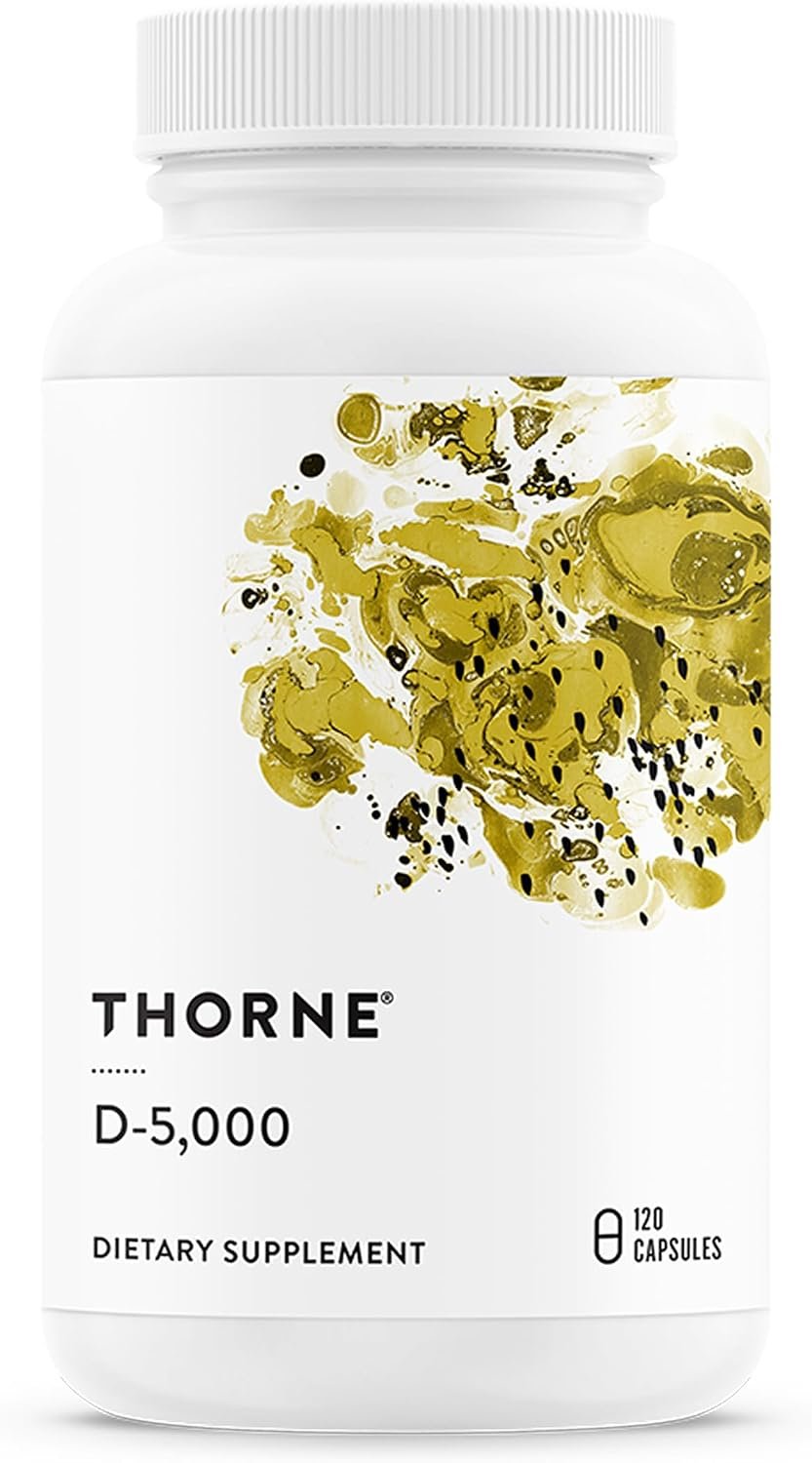 THORNE Vitamin D-5,000, Vitamin D3 Supplement, 5,000 IU, 120 Capsules