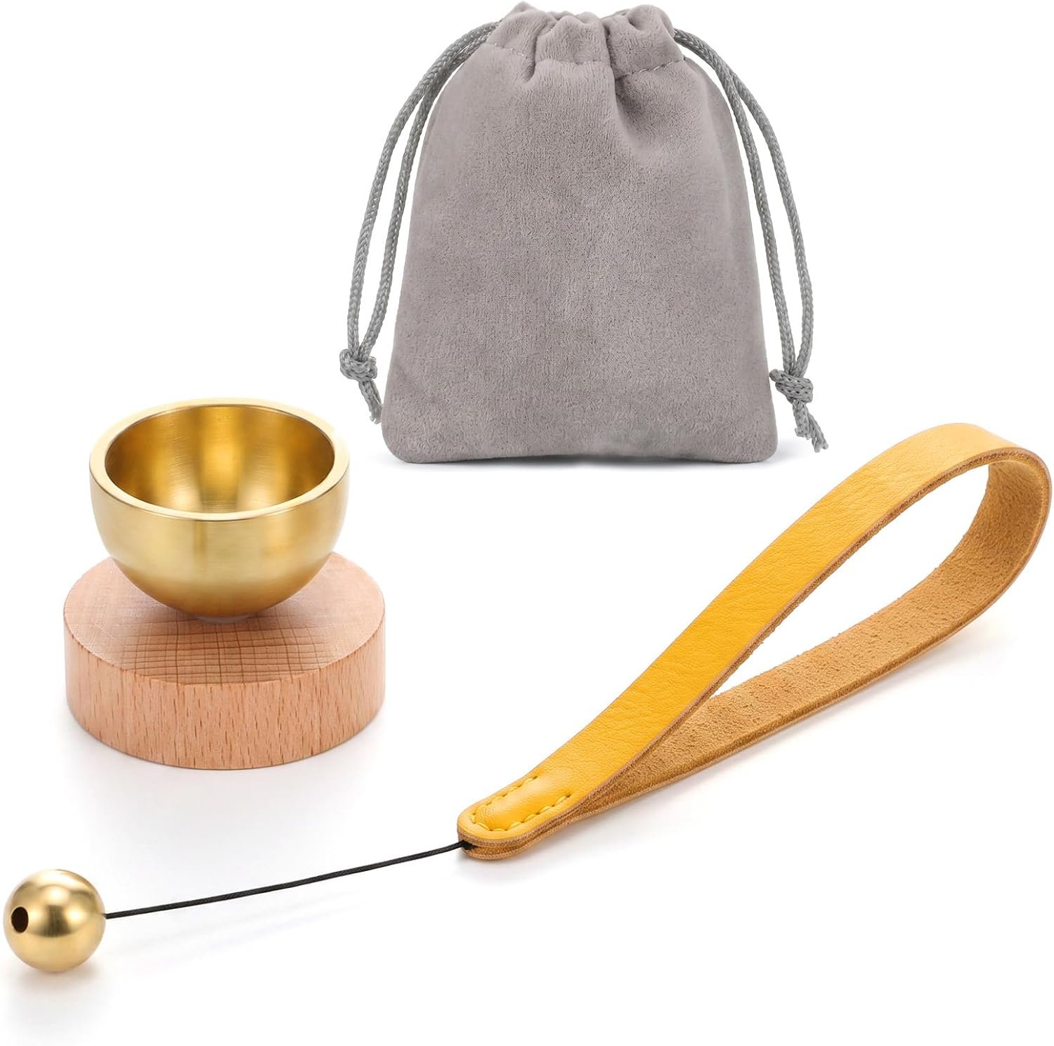 Mini Singing Bowl Set Portable Brass Meditation Sound Bowl with Bag