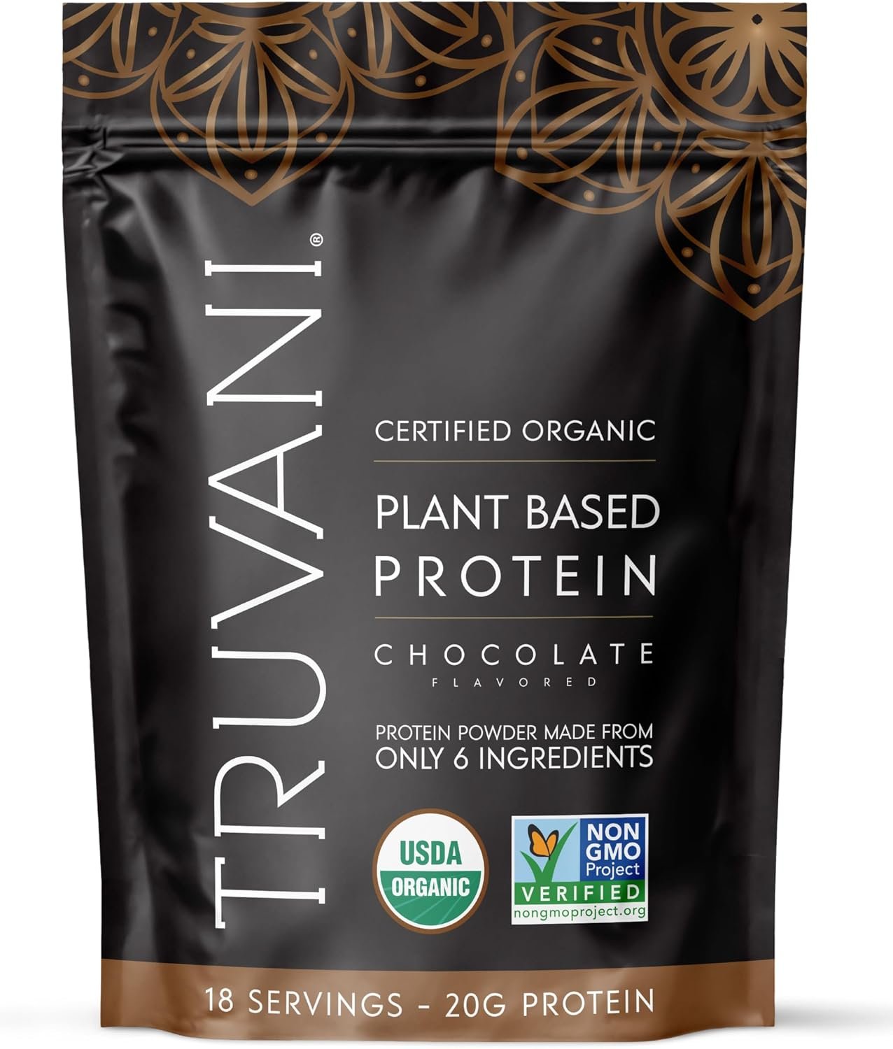 Truvani Organic Plant Based Protein Powder | Chocolate | 18 Servings
