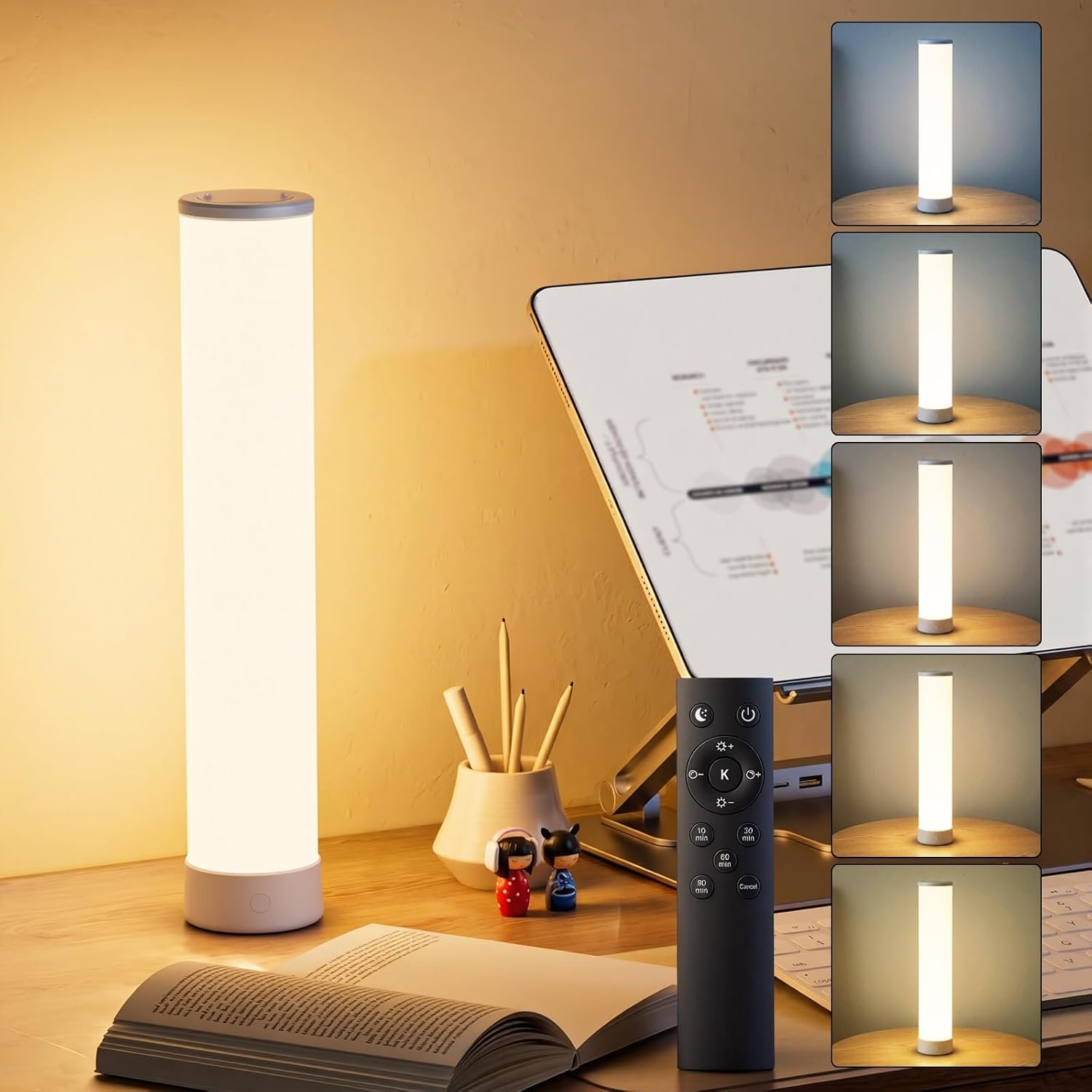 15000 Lux Light Therapy Lamp, UV-Free Happy Sunlight Lamp with Remote,5 Color Temperatures & 5 Brightness Level,Full Spectrum Light with Timer for Home,Office,Desk Reading and Yoga Room, White