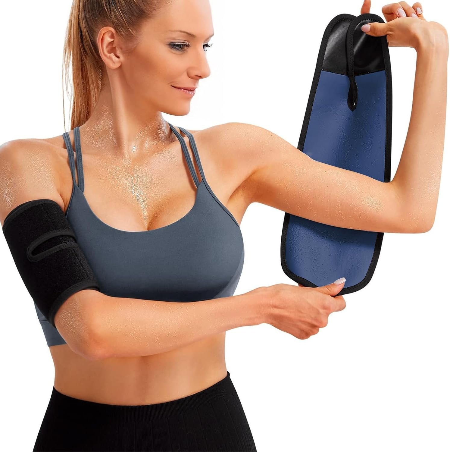 Women’s Arm Trimmers 2Pcs Adjustable Sweat Arm Shaper Bands Compression Workout Sleeves Sauna Wraps for Flabby Arms