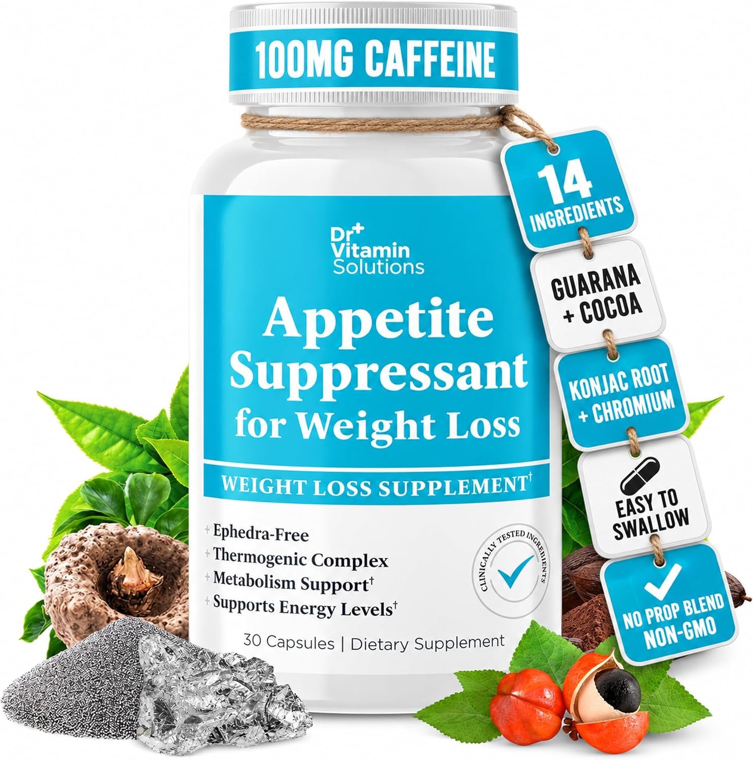 Appetite Suppressant for Weight Loss, Thermogenic Fat Burner, Ephedra Free