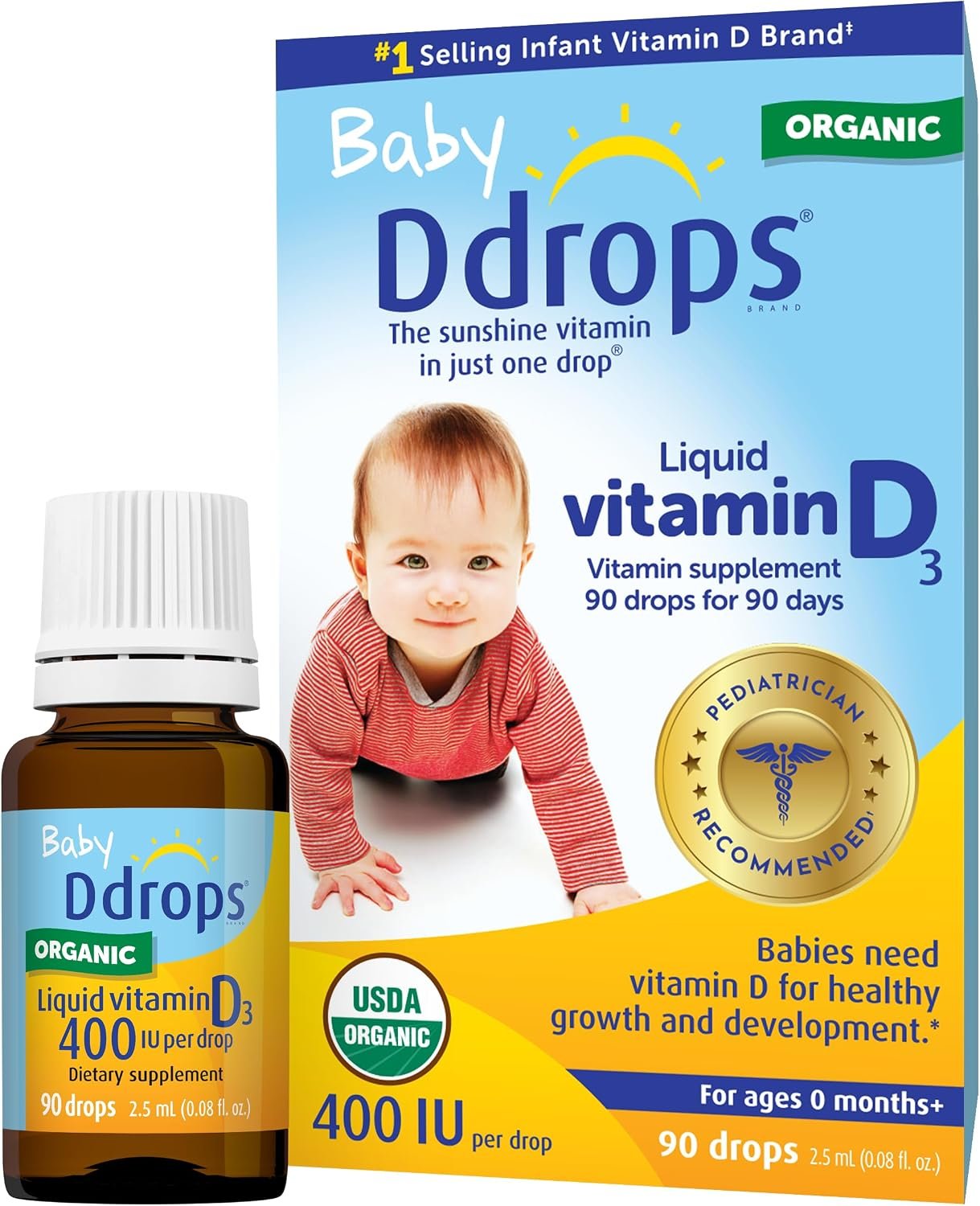 Ddrops Baby 400 IU, Vitamin D, 90 Drops 2.5mL (0.08 Fl. Oz (Pack of 1))