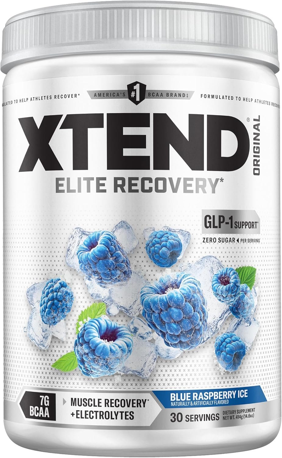 Xtend Original BCAA Powder with Zero Sugar, Blue Raspberry Ice, 30 Serv