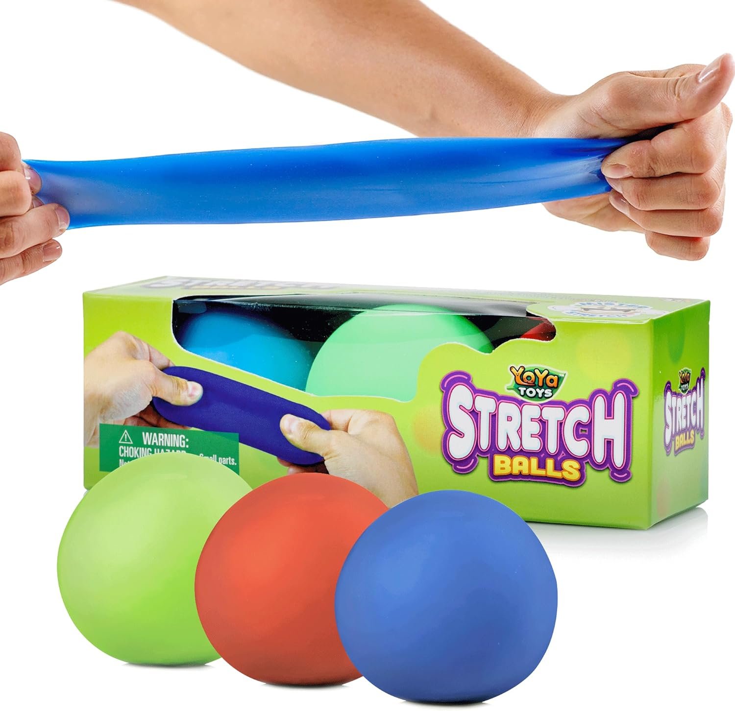 YoYa Toys Pull, Stretch and Squeeze Stress Balls – 3 Balls, Elastic Sensory Balls for Stress and Anxiety Relief, Autism and Special Needs Toys, Calming Fidgets for Kids and Adults, Ideal for Classroom