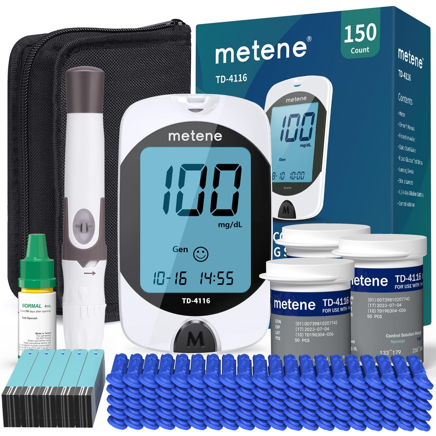 Metene TD-4116 Blood Glucose Monitor Kits, Blood Sugar Testing Kit, HSA/FSA