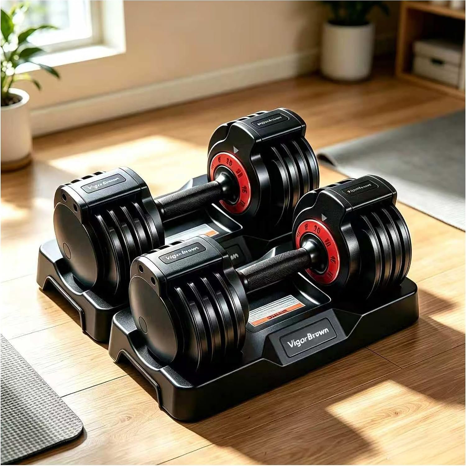 Adjustable Dumbbell Set Storage Case Included All Gender Home Gym Weights