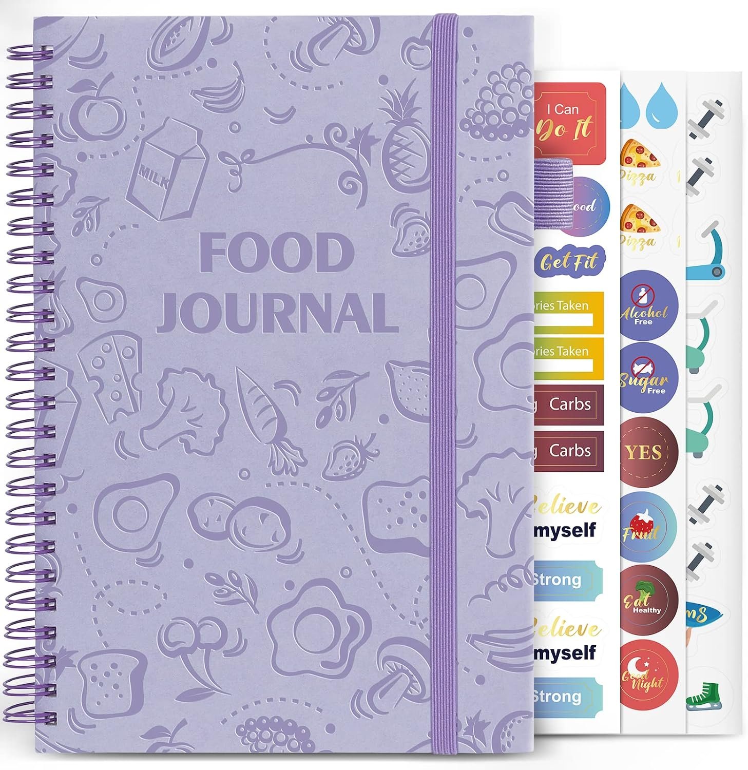 EPEWIZD Food Journal for Women Weight Loss Journal Wellness Meal Planner A5 Size Food Dairy Calories Counter Book Hardcover Workout Planner Tracking Progress Undated-Purple