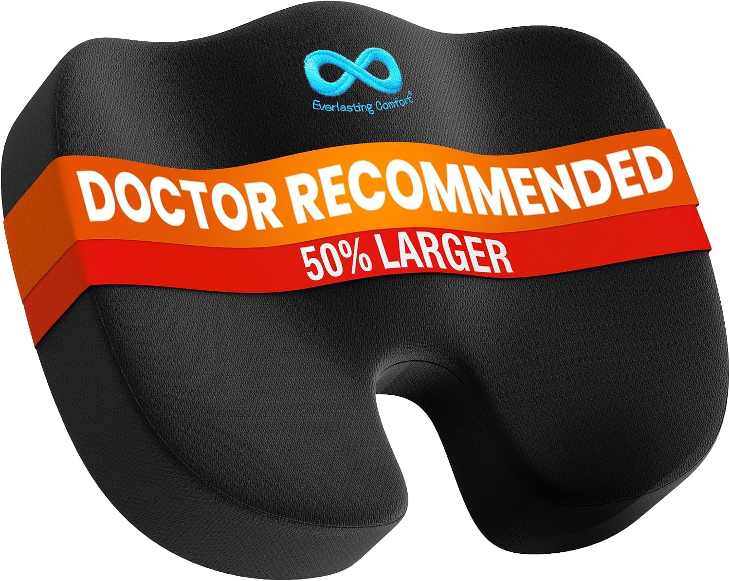 Everlasting Comfort Doctor Recommended Memory Foam Seat Cushion for Office Chairs & Car – Ergonomic Office Desk Accessories – Cushions for Tailbone Pain Relief, Sciatica (Black, X-Large)