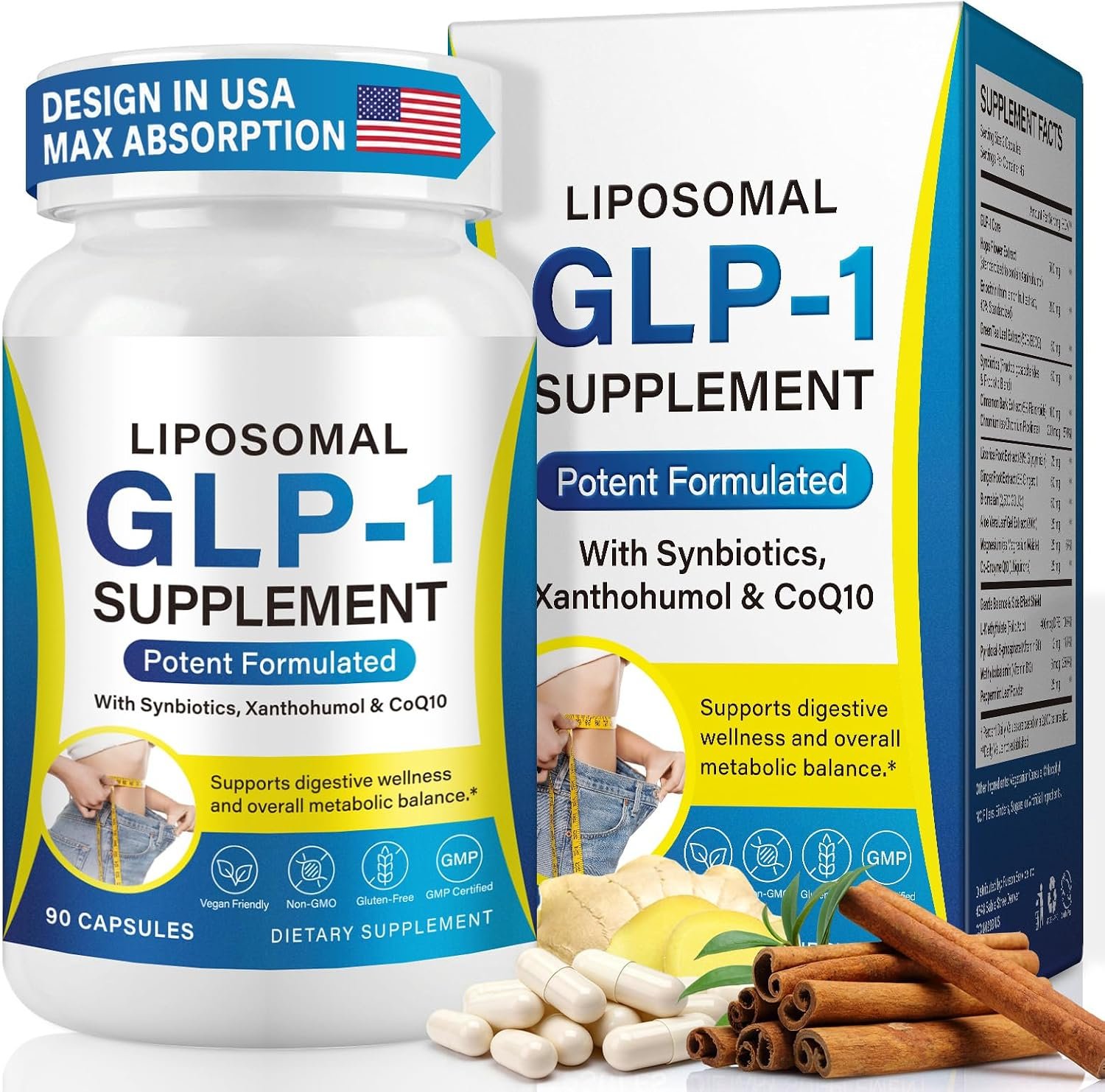 GLP1 Supplement, GLP-1 Supplement for Women and Men, Hunger & Metabolism Support, GLP Activate Natural Formula, with probiotic prebiotic Blend – Vegan, Gluten-Free, Dairy Free (90 Capsules)