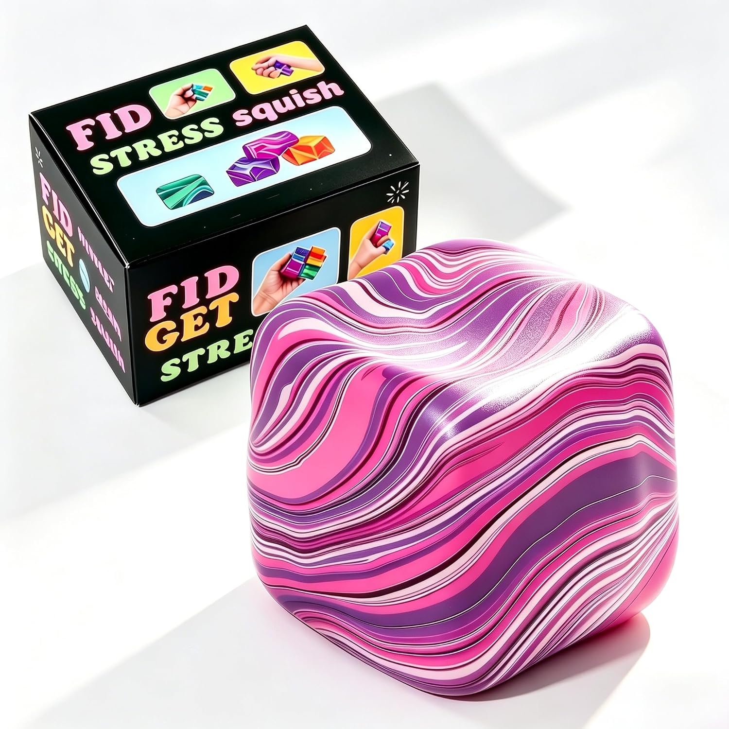 1 Pack Fidget Toys Squishy Stress Cube, Stress Balls for Kids Adults Squishies Stress Relief, Sugar Sensory Toys for Kids with Autism, Fidgets for Classroom Prize Toys