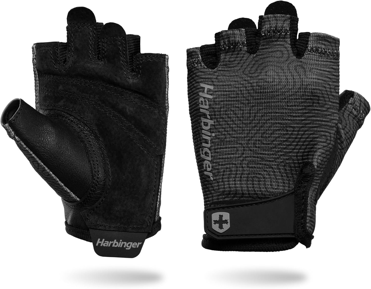 Harbinger Power Gloves 3.0 – Durable Half Finger Weightlifting Gloves with Adjustable Wrist Closure, Breathable Leather Palm, Small, Women’s