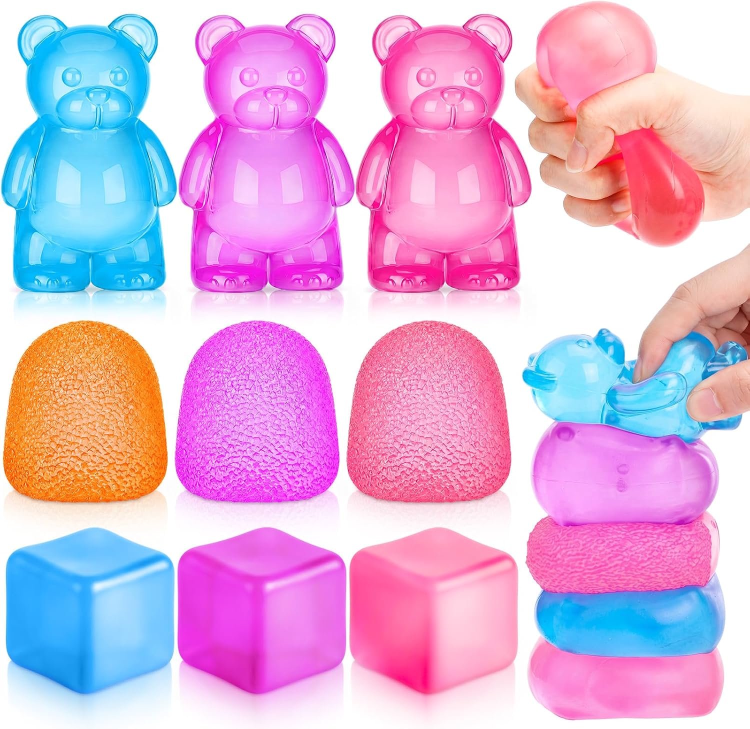 Halloscume 9 Pcs Slow Rising Ball Square Stress Cubes