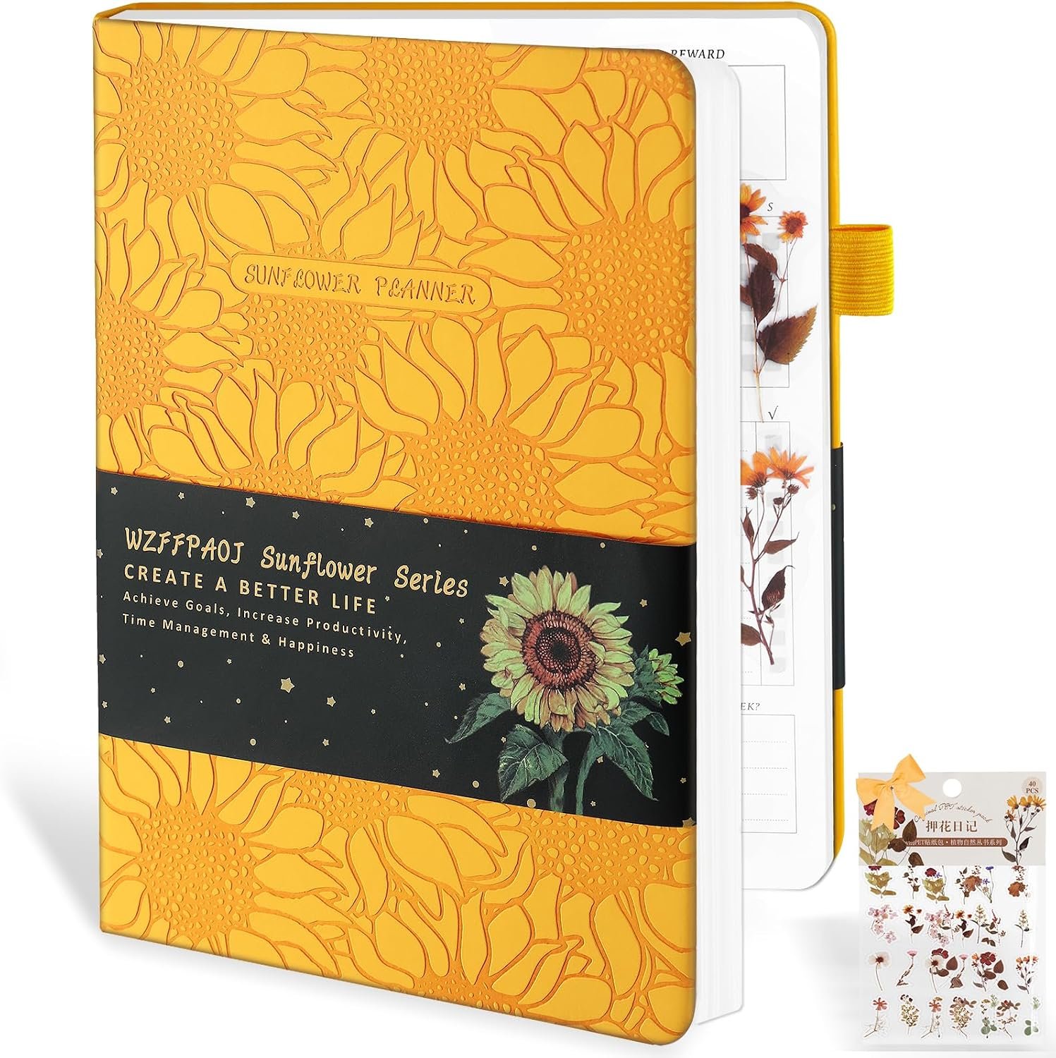Undated Luxurious Weekly & Monthly Planner to Increase Productivity Hit Your Goals, Organizer Notebook Gratitude Journal Time Management Start Anytime, A5, Lasts 1 Year