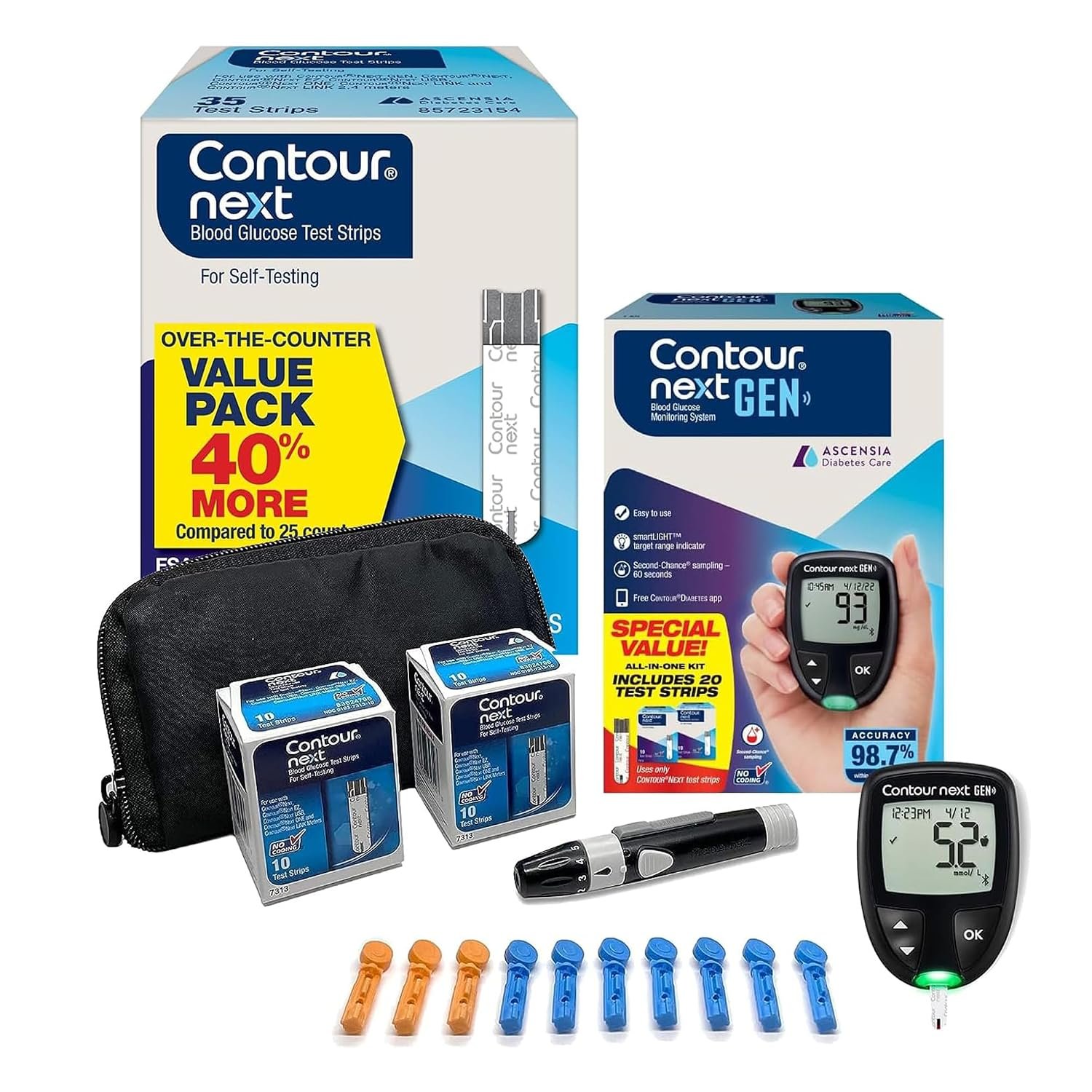 Ascensia CONTOUR NEXT GEN Blood Glucose Monitoring System + 55 Test Strips