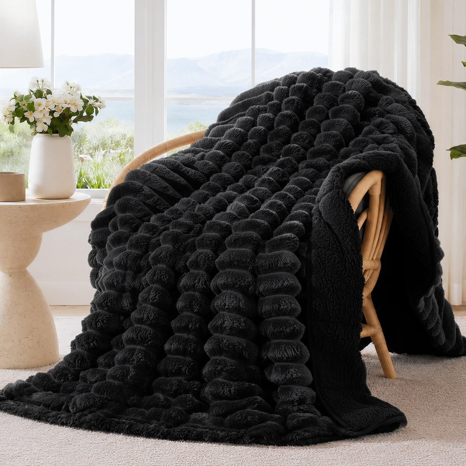 Drewin Weighted Blanket for Adults Queen Size 20lbs, Black Throw 60″x80″