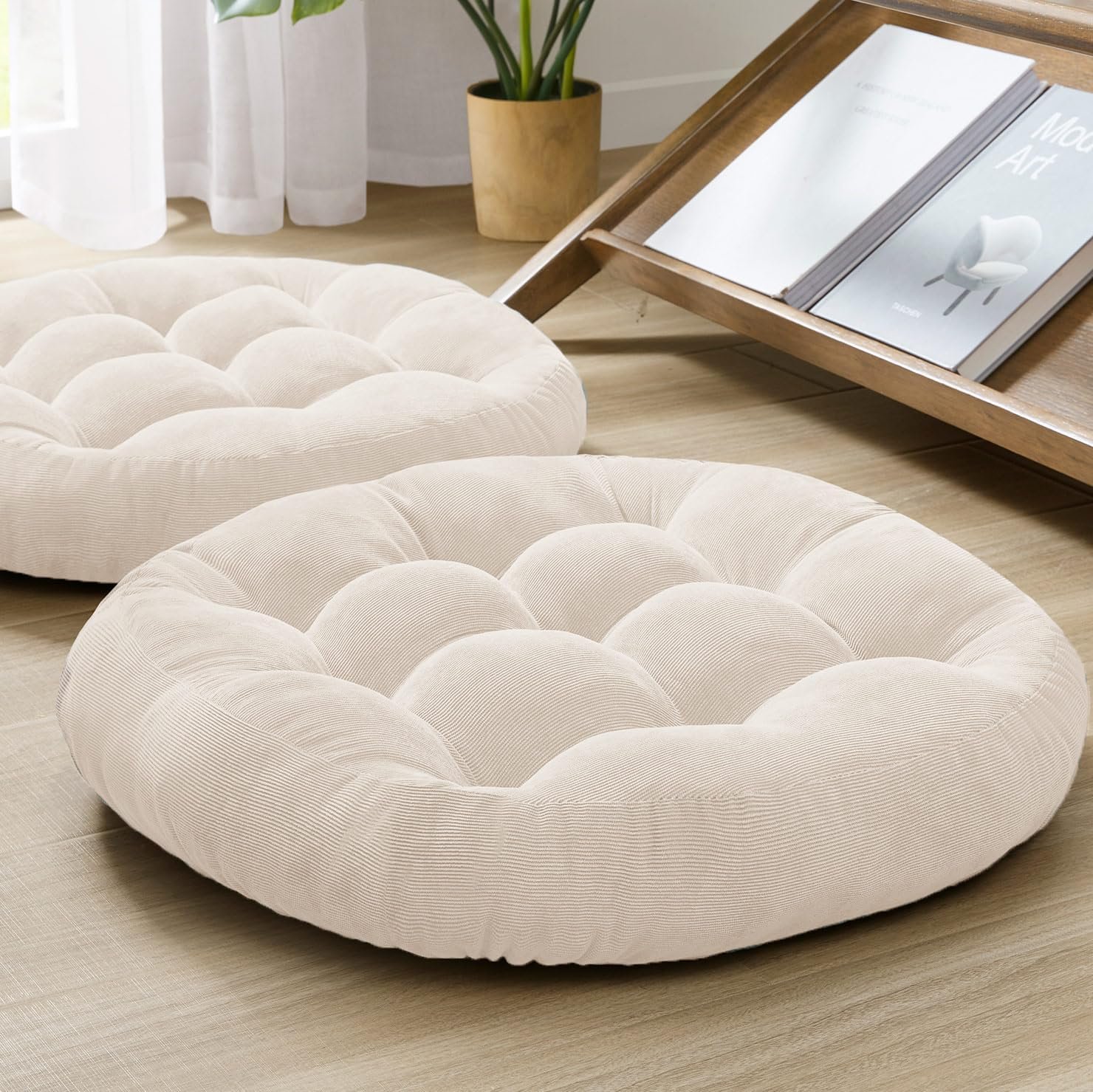 Meditation Cushions Set of 2, Large Floor Pillow for Adults, 22 Inch Round