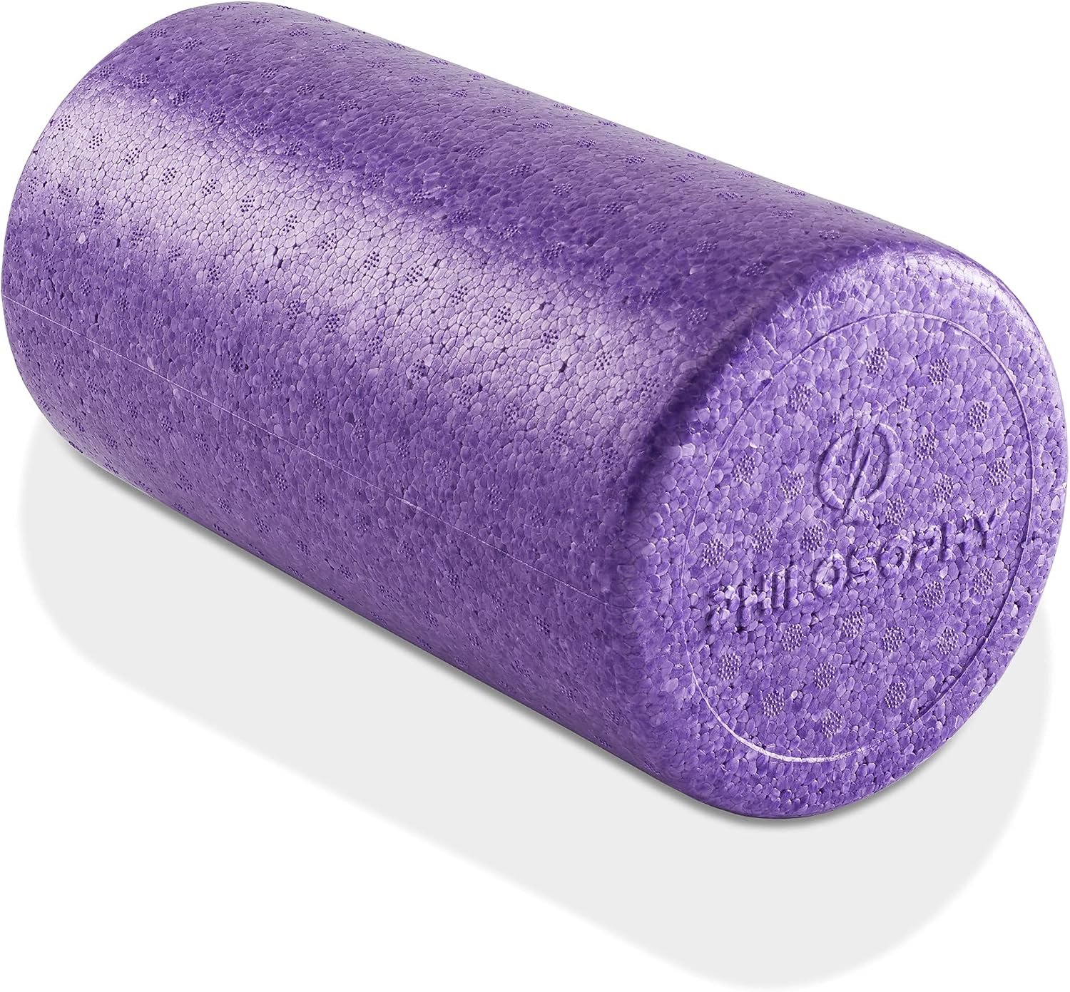 Philosophy Gym 12″ High-Density Foam Roller for Exercise, Massage, Muscle Recovery – Round, Purple