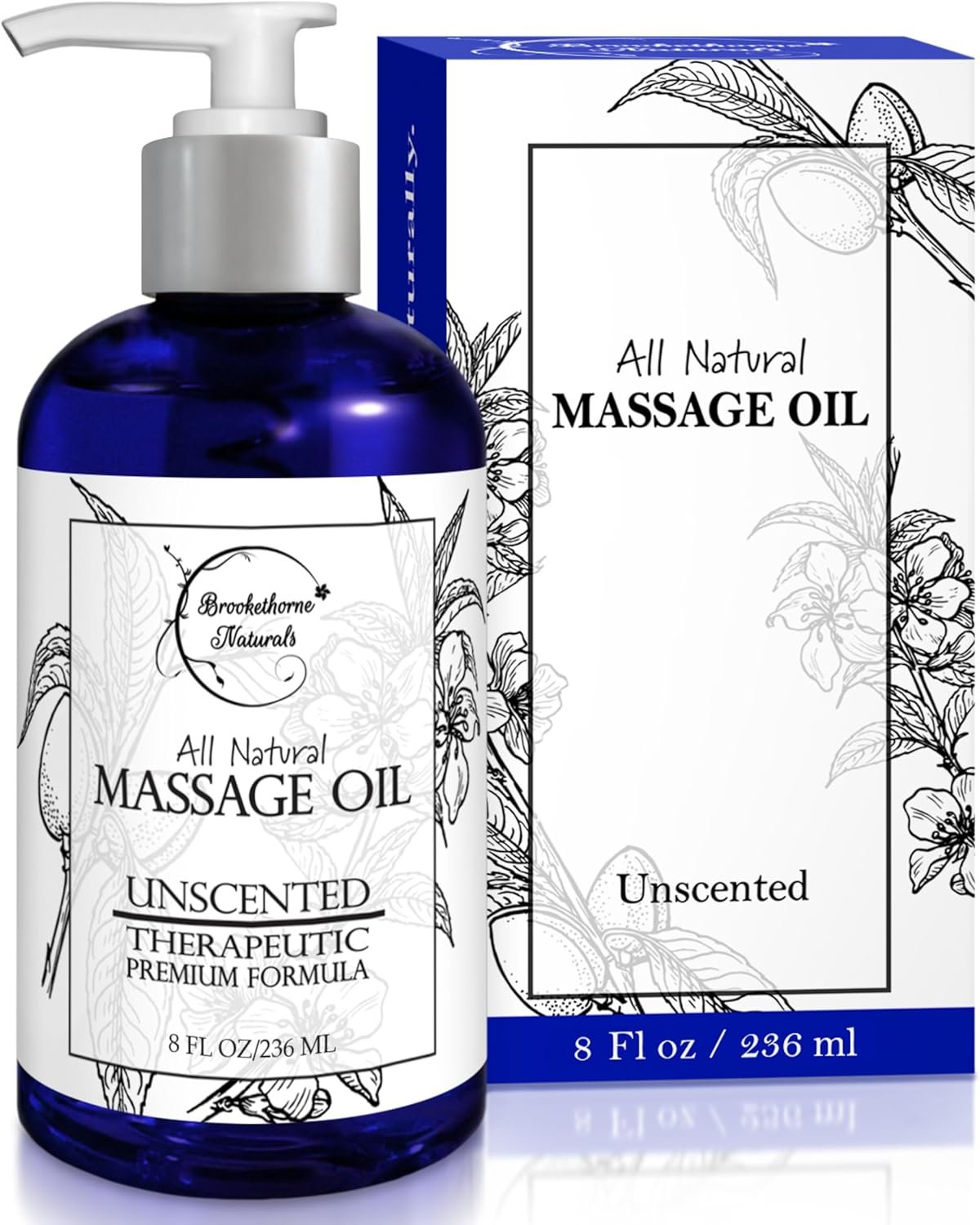 Unscented Massage Oil for Massage Therapy 8oz | Brookethorne Naturals