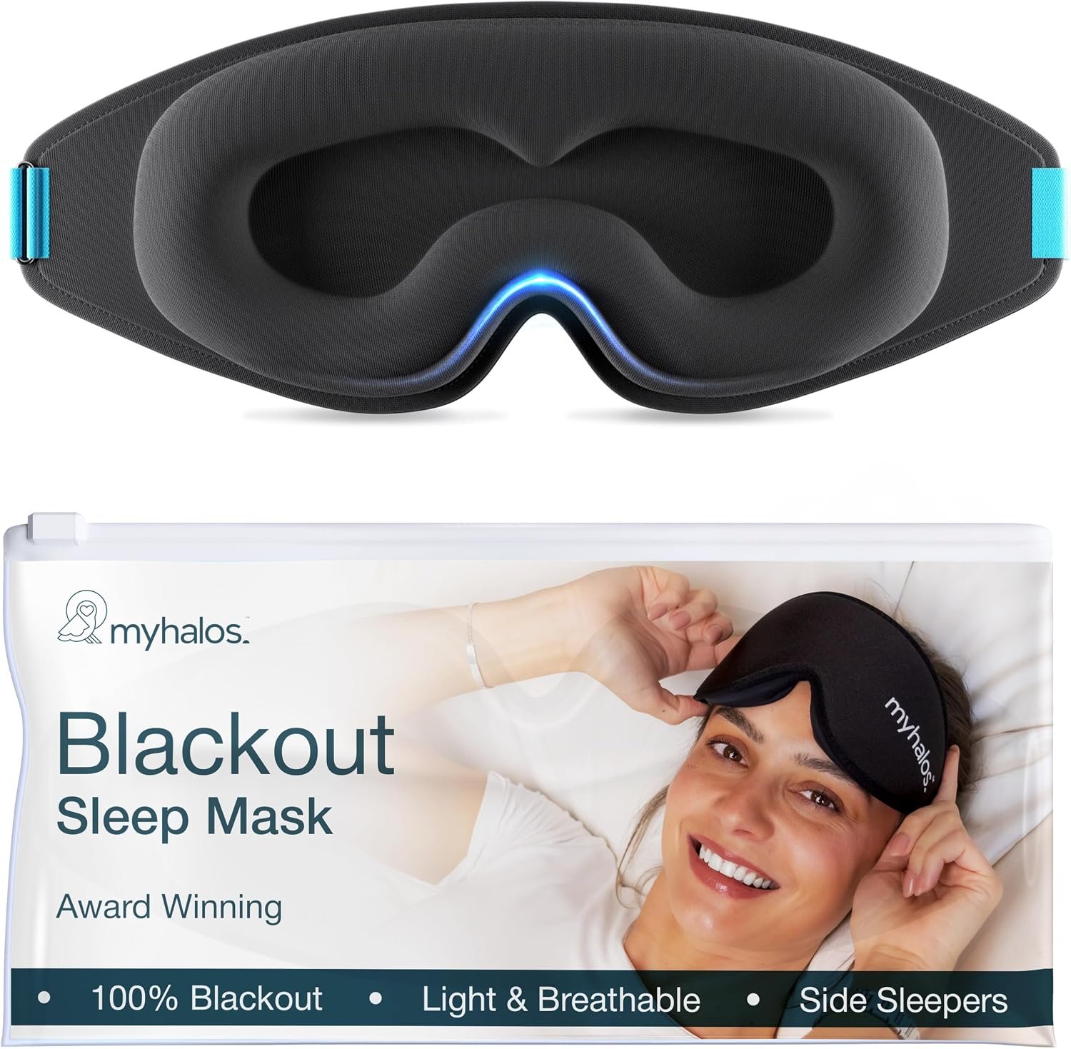 MyHalos® Sleep Mask for Men and Women, 3D Blackout Eye Masks for Sleep