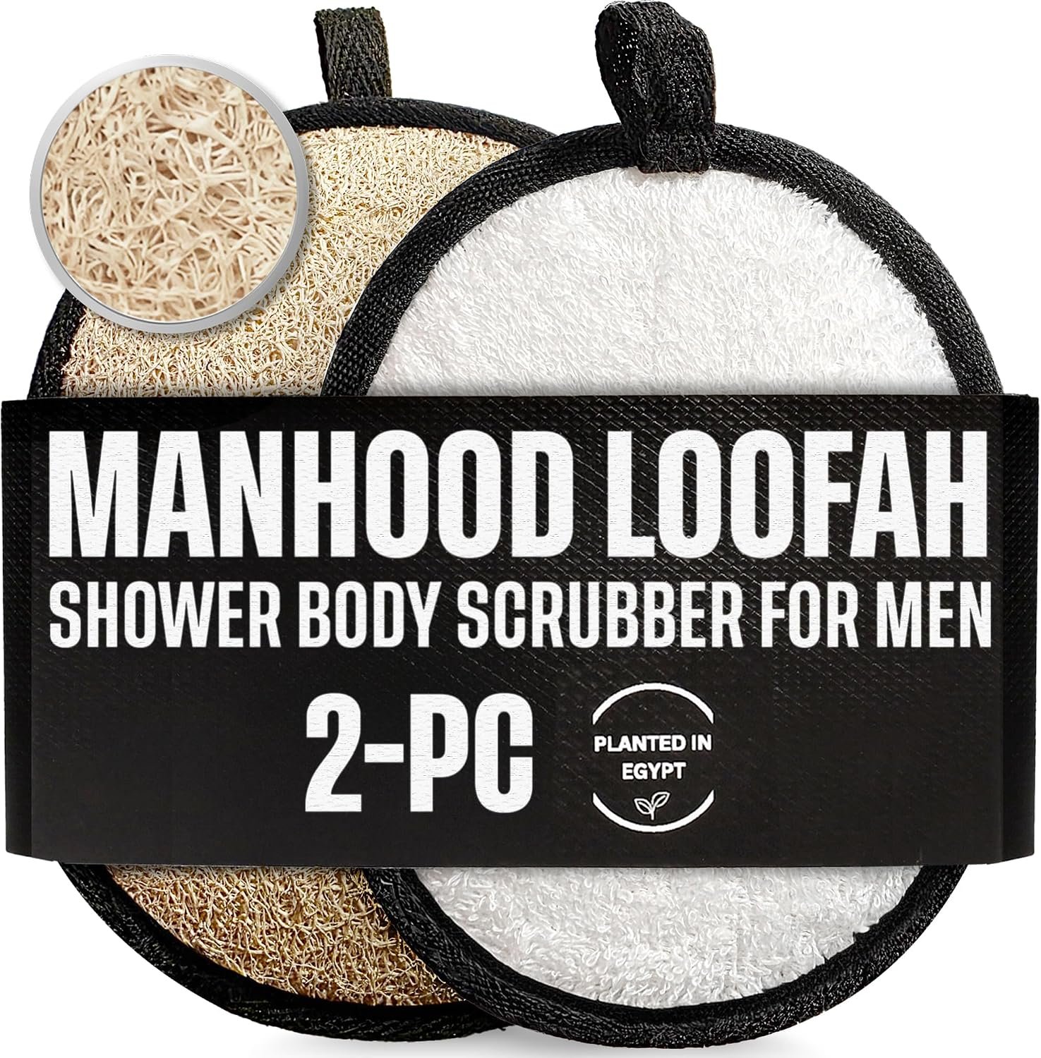 SERRENTO Mens Loofah Body Scrubber – Shower Sponge Luffa 2PCS Baths Hygiene