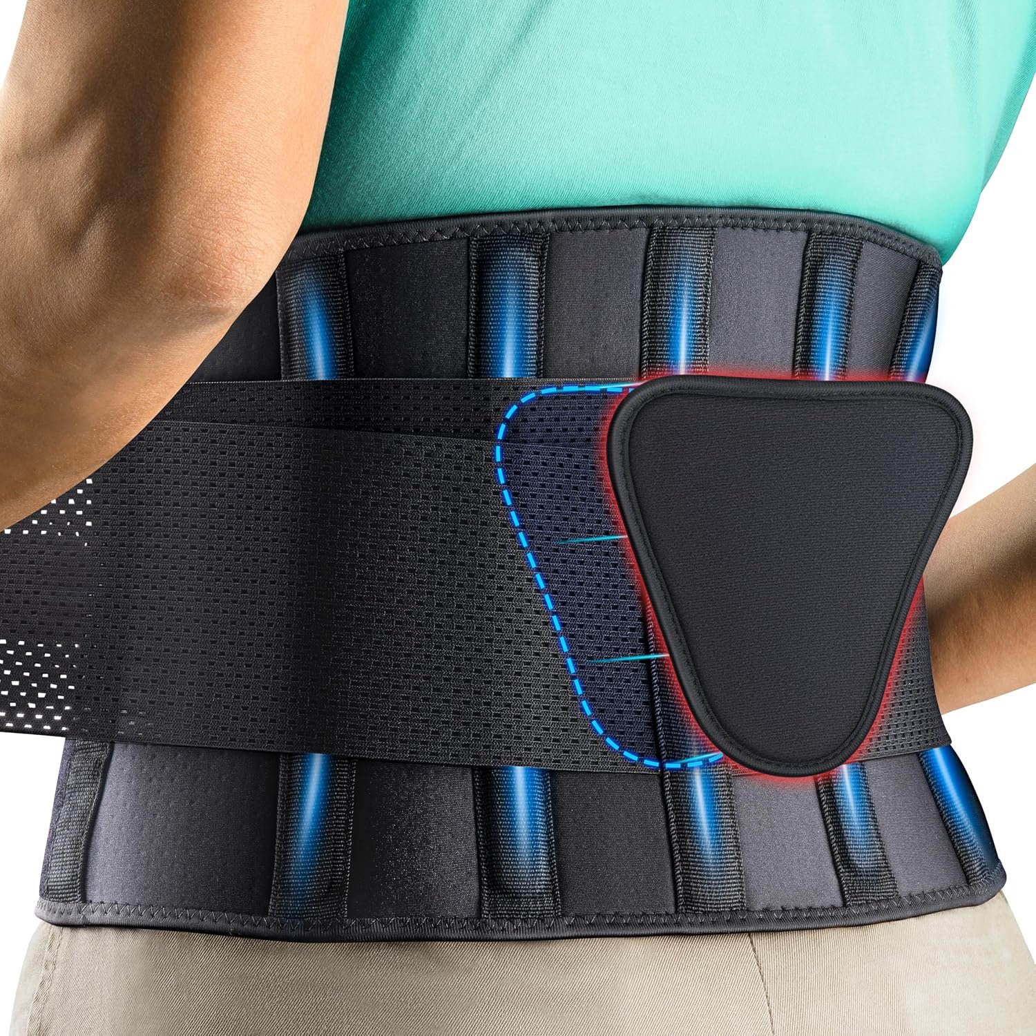 FEATOL Back Brace for Men & Women Lower Back, Sciatica Pain Relief