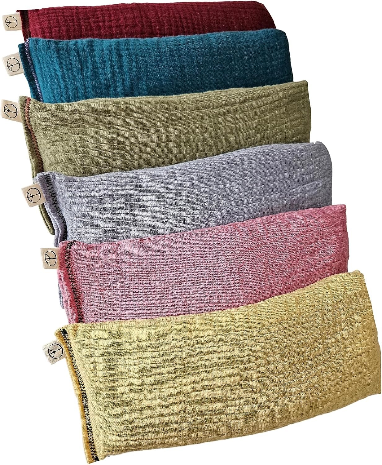 Unscented Eye Pillows (Pack of 6) – Soft Cotton Gauze Filled with Flax Seed Weighted for Yoga Meditation Headache Relief Relaxation Massage Bulk – Relaxing Colors