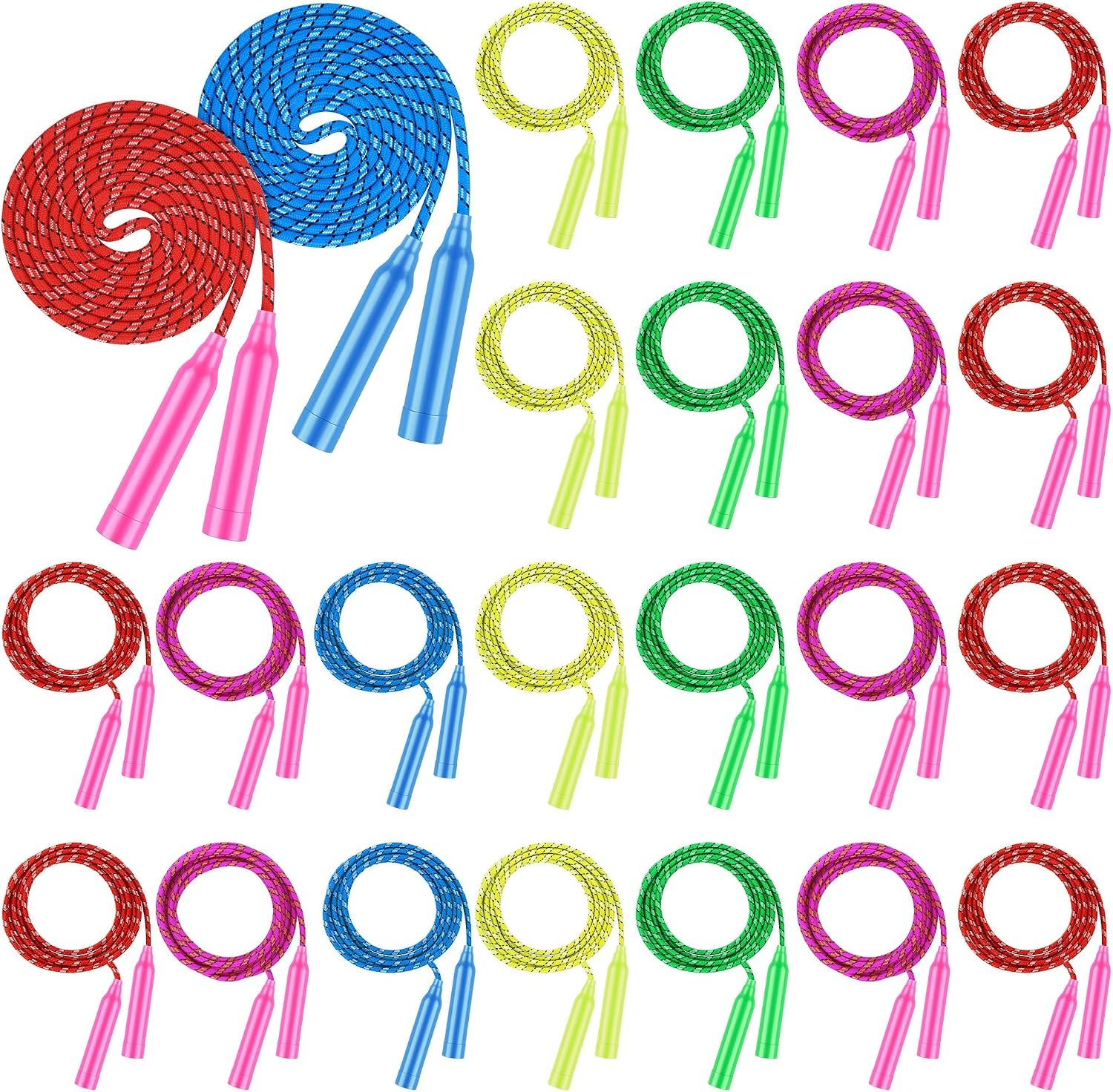 Aneco Colorful Jump Rope Bulk Exercise Equipment 7.2 Feet Nylon Jump Rope Colored Rope for Outdoor Fun Exercise Fitness Activity Party Favors